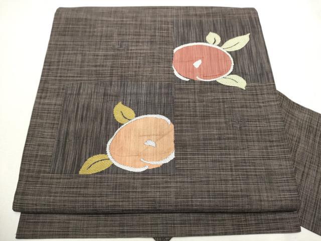 平和屋着物●九寸名古屋帯　紬地　椿　正絹　逸品　CAAX7226hy