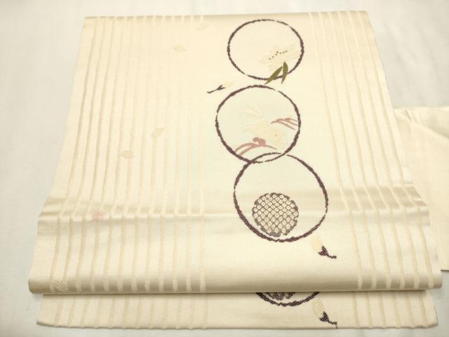 平和屋着物●九寸名古屋帯　兎花丸文　正絹　逸品　CAAX7215hy