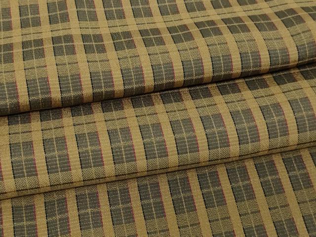 平和屋着物▽上質な紬　単衣　格子　正絹　逸品　DAAW9167sf