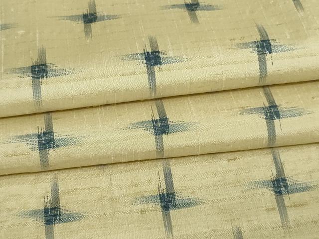平和屋着物▽上質な紬　単衣　絣文様　正絹　逸品　DAAV9996sf
