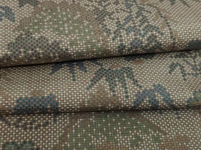 平和屋着物▽本場大島紬　単衣　9マルキ　草葉文　正絹　逸品　DAAW9163sf