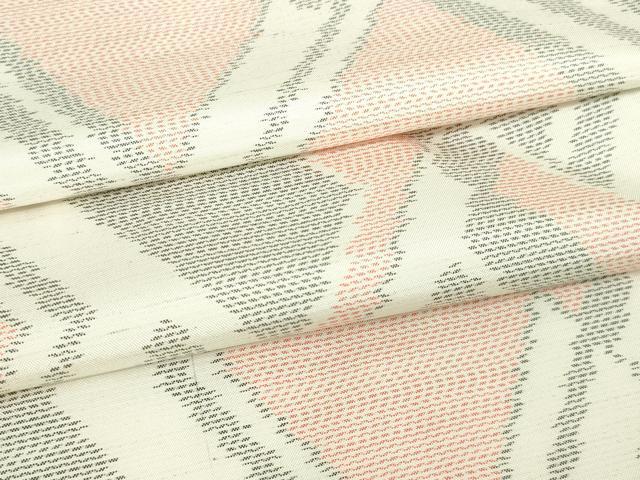 平和屋着物▽本場大島紬　白大島　単衣　菱文　正絹　逸品　DAAW9166sf