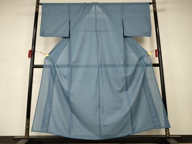 平和屋着物＊夏物　色無地　絽　藍鼠色　洗える着物　AABA2273jd