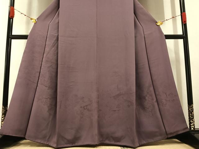 平和屋着物○豪華色留袖 色無地 葡萄鼠色 人物草花文 正絹