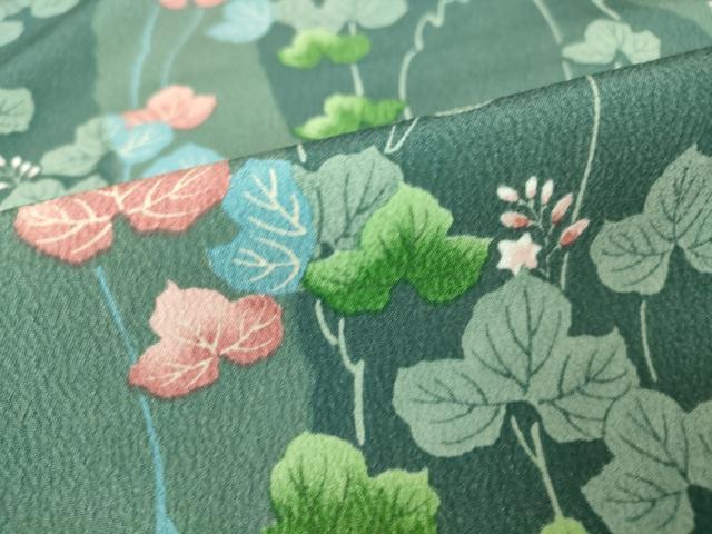 平和屋着物▽小紋 単衣 蔦の葉花文 洗える着物 DAAV5726az 小紋