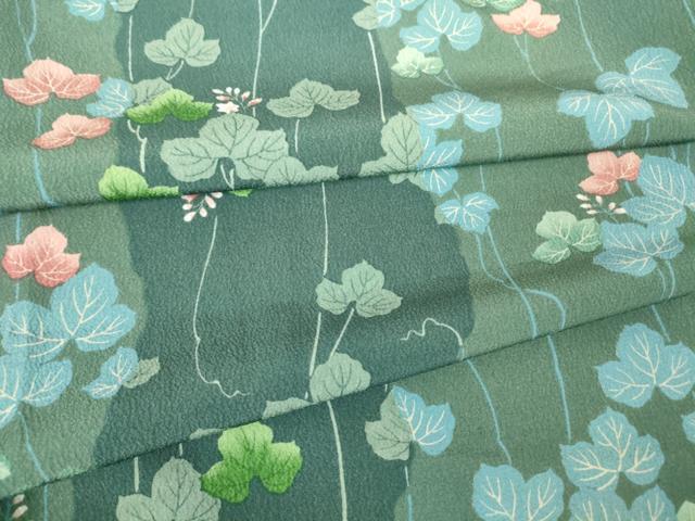 平和屋着物▽小紋　単衣　蔦の葉花文　洗える着物　DAAV5726az