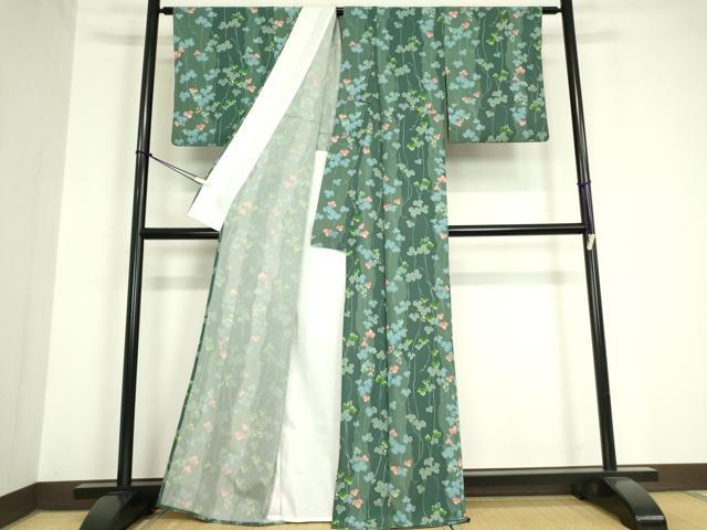 平和屋着物▽小紋　単衣　蔦の葉花文　洗える着物　DAAV5726az 平和屋着物▽小紋 単衣 蔦の葉花文 洗える着物 DAAV5726azの通販 by
