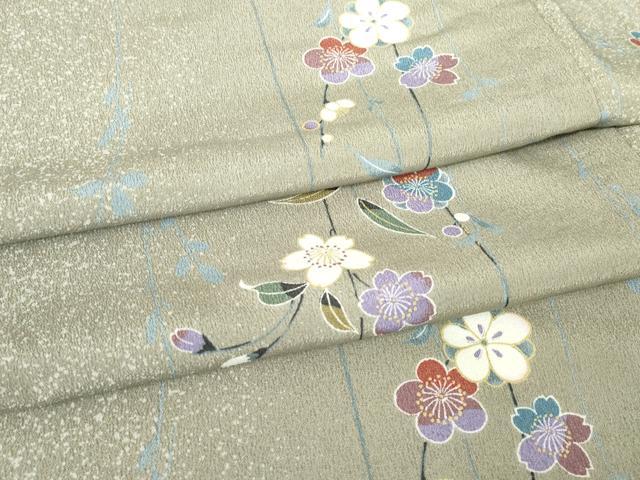 平和屋着物▽小紋　単衣　舞桜文　洗える着物　DAAV5701az