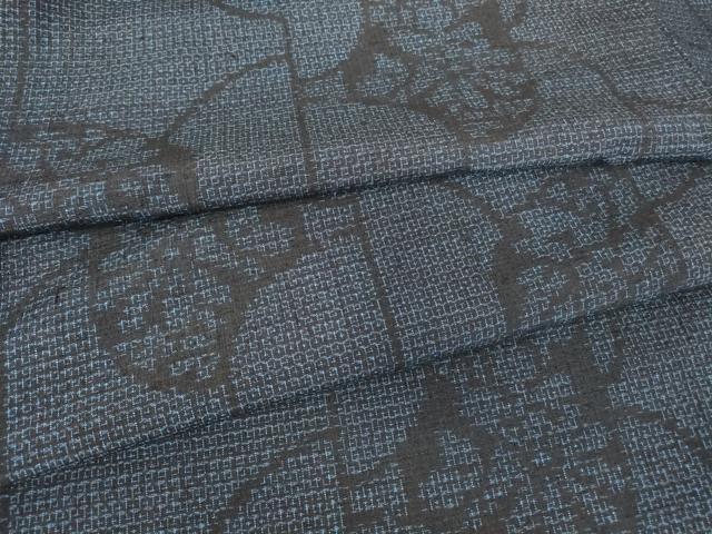 平和屋着物▽結城紬　単衣　地紙花文　80亀甲　正絹　逸品　未使用　DAAV5778az