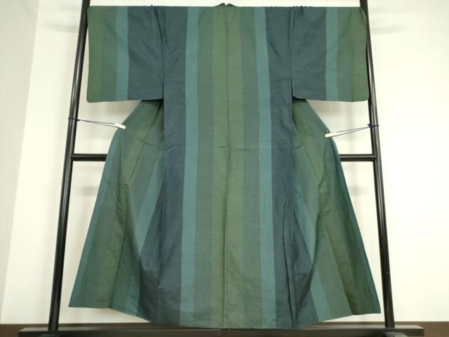 平和屋着物▽男性 本場縞大島紬 単衣 間道 100亀甲 キングサイズ