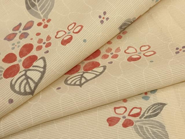 平和屋着物＊夏物　小紋　絽　草花文　正絹　逸品　AABA2855jd