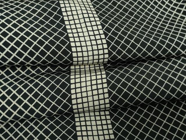 平和屋着物▽上質な小紋　単衣　間道　黒地　正絹　逸品　DAAW9164sf