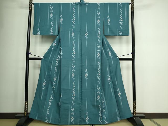 平和屋着物▽小紋　単衣　菱間道　洗える着物　DAAW9180sf