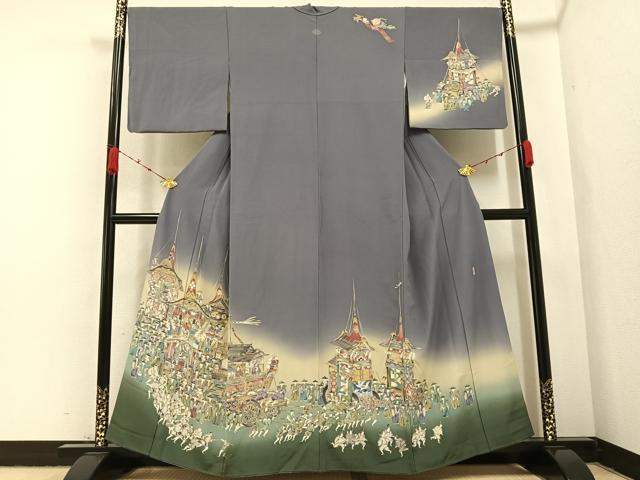 平和屋着物●十日町友禅作家　林静穂　訪問着　祇園祭　暈し染め　正絹　逸品　AABA6403ph