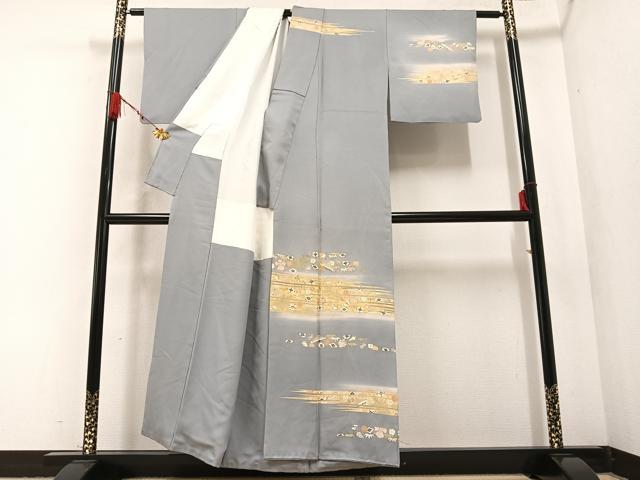 平和屋着物○訪問着 駒刺繍 花宝尽くし 暈し染め 金彩 正絹 逸品