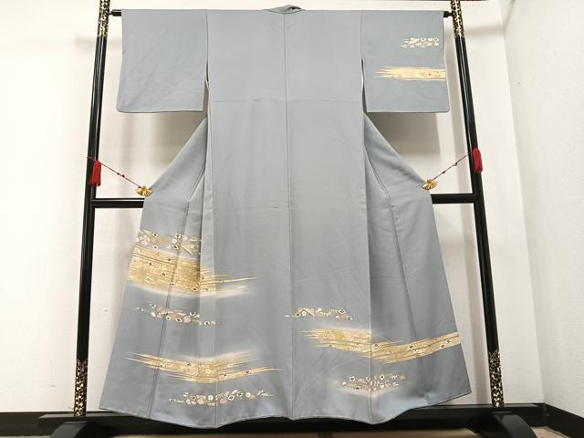 平和屋着物●訪問着　駒刺繍　花宝尽くし　暈し染め　金彩　正絹　逸品　AABA6453ph