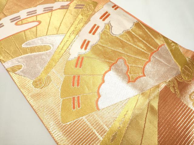 平和屋着物○西陣の名門 加納幸謹製 両面 六通柄袋帯 唐織 雲重ね草花