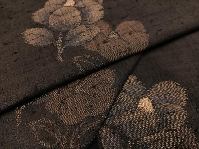 平和屋着物●上質な紬　草花文　正絹　逸品　AABA7814ph