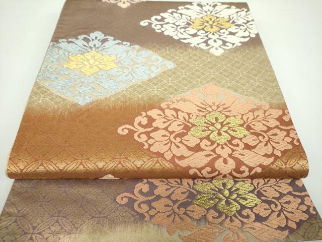 平和屋着物●六通柄袋帯　唐織　花菱文　金糸　正絹　逸品　DAAV6958ps