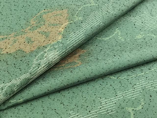 平和屋着物▽上質な紬　単衣　松文　正絹　逸品　AABA9587jh