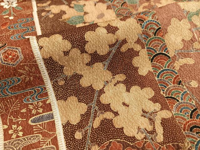 平和屋着物●上質な小紋　花蝶間道　金彩　正絹　逸品　未使用　AABB0368ph