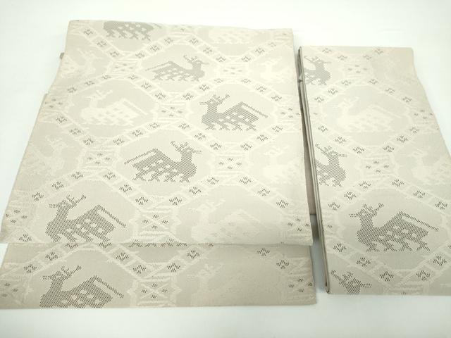 平和屋着物●綴れ　つけ帯　有栖川文様　亜麻色　正絹　逸品　DAAX4239ps