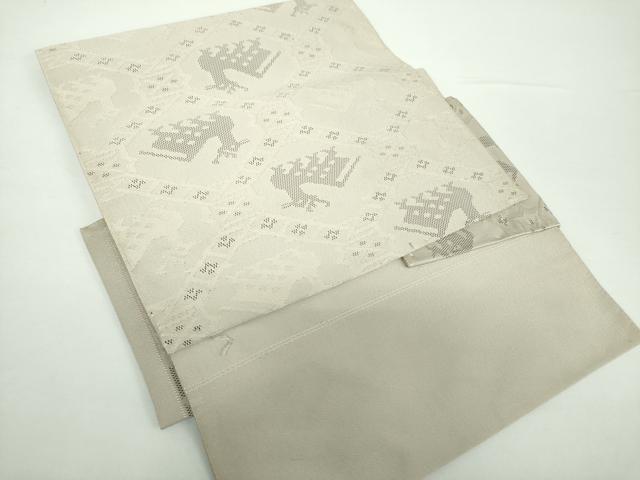 平和屋着物●綴れ　つけ帯　有栖川文様　亜麻色　正絹　逸品　DAAX4239ps 平和屋着物○綴れ つけ帯 有栖川文様 亜麻色 正絹 逸品 DAAX4239ps