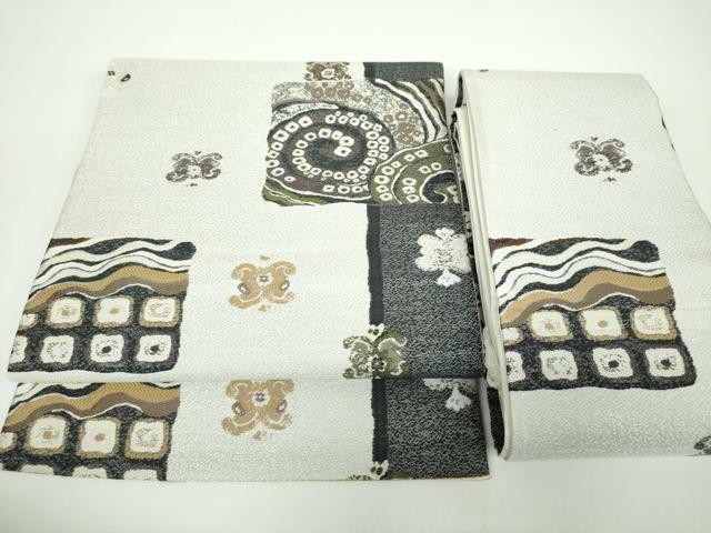 平和屋着物●つけ帯　抽象花文　正絹　逸品　DAAX4241ps