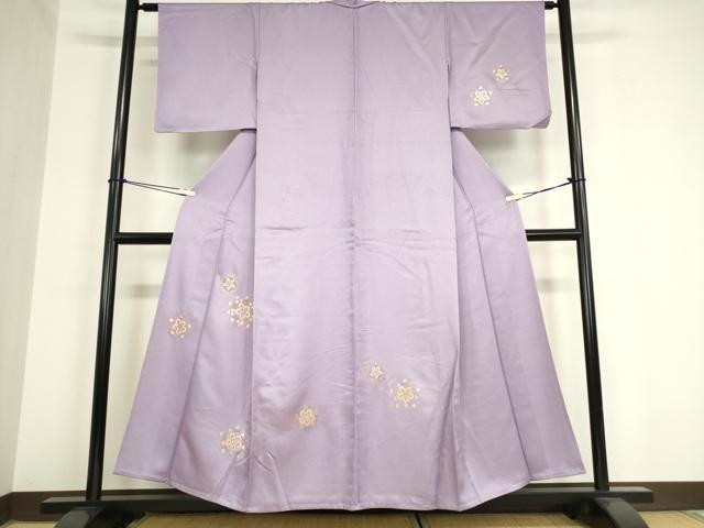 平和屋着物▽訪問着　単衣　駒刺繍　竹屋町刺繍　舞花文　金糸　正絹　逸品　DAAV5908az