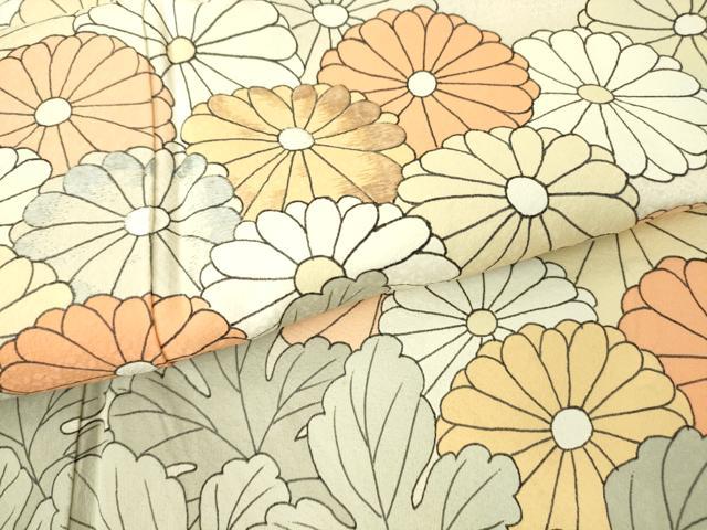 平和屋着物▽訪問着 単衣 刺繍 菊尽くし 正絹 逸品 DAAV5938az 付け下げ