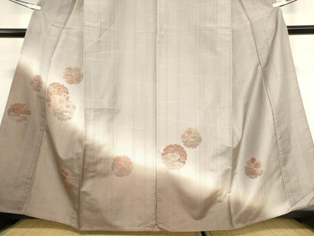 平和屋着物▽本場染大島紬 訪問着 単衣 刺繍 雪輪花文 暈