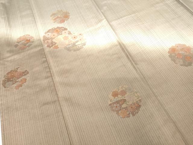 平和屋着物▽訪問着　本場染大島紬　単衣　刺繍　草花文　暈し染め　正絹　逸品　AAAW7293jd 平和屋着物▽本場染大島紬 訪問着 単衣 刺繍 雪輪花文 暈