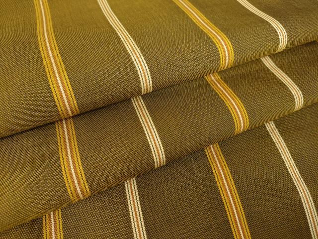 平和屋着物▽黄八丈　紬　単衣　綾織　縞　正絹　逸品　DAAX3028az