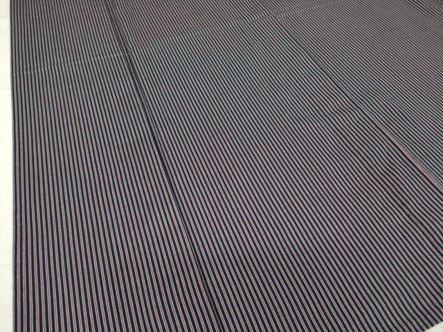 平和屋着物▽男性 小紋 単衣 アンサンブル 縞 キングサイズ 綿 逸品