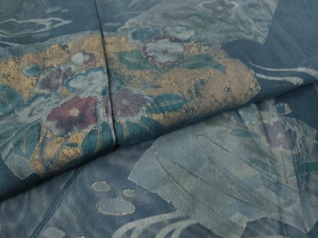 平和屋着物▽訪問着　無双　紗袷　紗×紗　地紙花鳥文　暈し染め　金彩　正絹　逸品　DAAX3105az 平和屋着物▽訪問着 無双 紗袷 紗×紗 地紙花鳥文 暈し染め 金彩 正絹