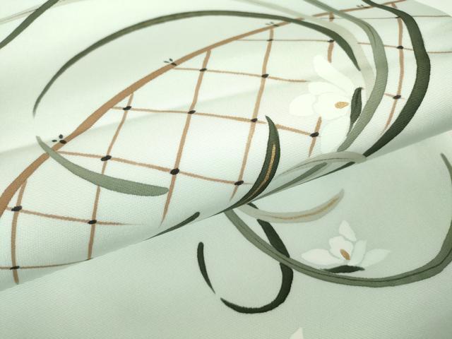 平和屋着物○太鼓柄袋帯 籬花文 秘色色地 金彩 五泉 反