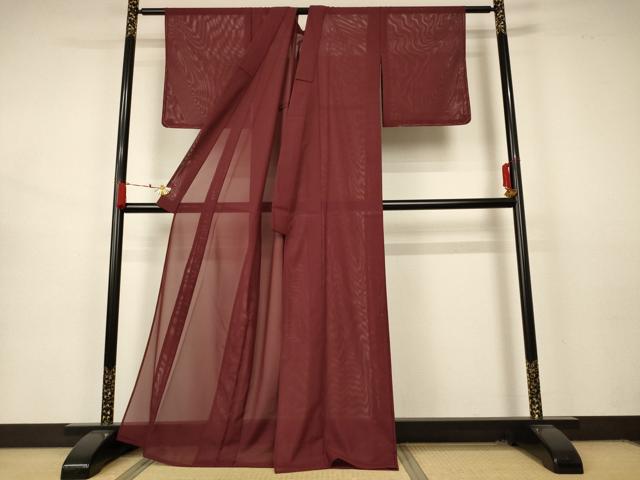 平和屋着物＊夏物　色無地　絽　葡萄茶色　洗える着物　未使用　AABB2486jd_1
