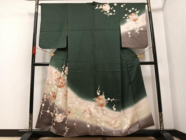 平和屋着物●訪問着　枝花文　暈し染め　金彩　正絹　逸品　AABB1482ph