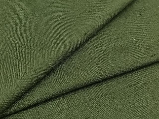 平和屋着物▽男性　真綿紬　単衣　老竹色　証紙付き　正絹　逸品　AABB2478jh