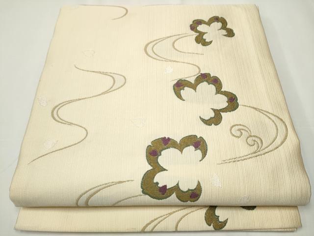 平和屋着物●九寸開き名古屋帯　唐織　流水舞花文　鈴乃屋扱い　正絹　逸品　CAAY2625hy