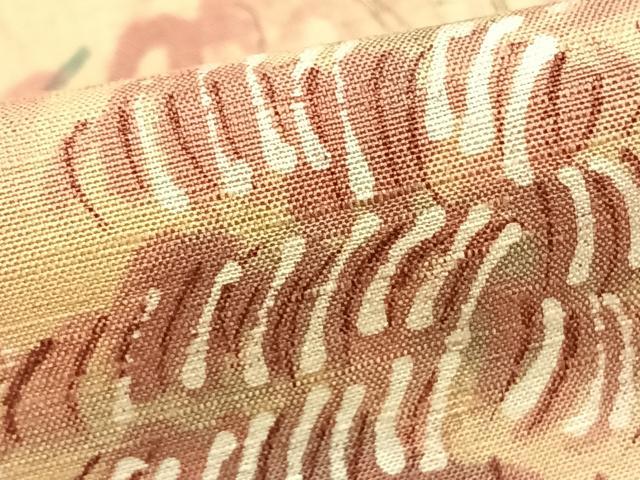 平和屋着物▽訪問着 単衣 紬地 手描き 草花文 正絹 逸品 AABA7796fy