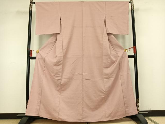 平和屋着物▽上質な紬　単衣　色無地　一斤染色　正絹　逸品　AABB2071fy 平和屋着物▽上質な紬 単衣 色無地 一斤染色 正絹 逸品