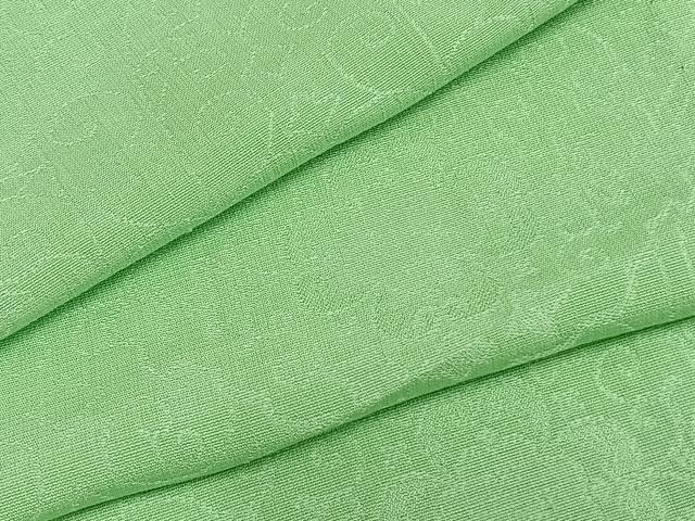 平和屋着物▽上質な色無地　単衣　吉祥花地紋　若緑色　正絹　逸品　AABB2084fy