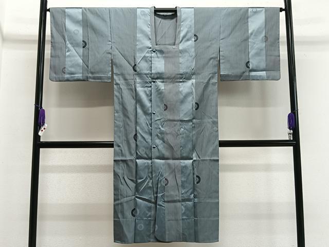 平和屋着物＃道行コート　単衣　雨コート　番傘間道　ロング丈　正絹　逸品　CAAX7894ua