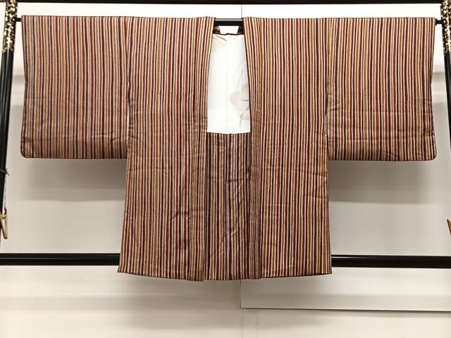 平和屋着物＃羽織　縞　正絹　逸品　CAAX7865ua