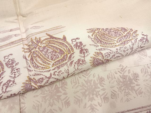 平和屋着物○訪問着 紬地 型染め 草花文 金彩 正絹 逸品 AABB2967ph