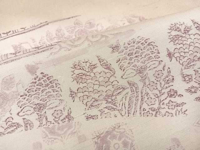 平和屋着物●訪問着　紬地　型染め　草花文　金彩　正絹　逸品　AABB2967ph 平和屋着物○訪問着 紬地 型染め 草花文 金彩 正絹 逸品 AABB2967ph