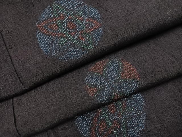 平和屋着物●結城紬　100亀甲　飛び亀甲柄　花丸文　正絹　逸品　AABB3618ph