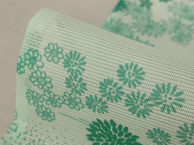 平和屋着物＊夏物 小紋 絽 流水草花文 洗える着物 未使用 AABB0595st