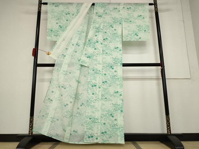 平和屋着物＊夏物　小紋　絽　流水草花文　洗える着物　未使用　AABB0595st_2